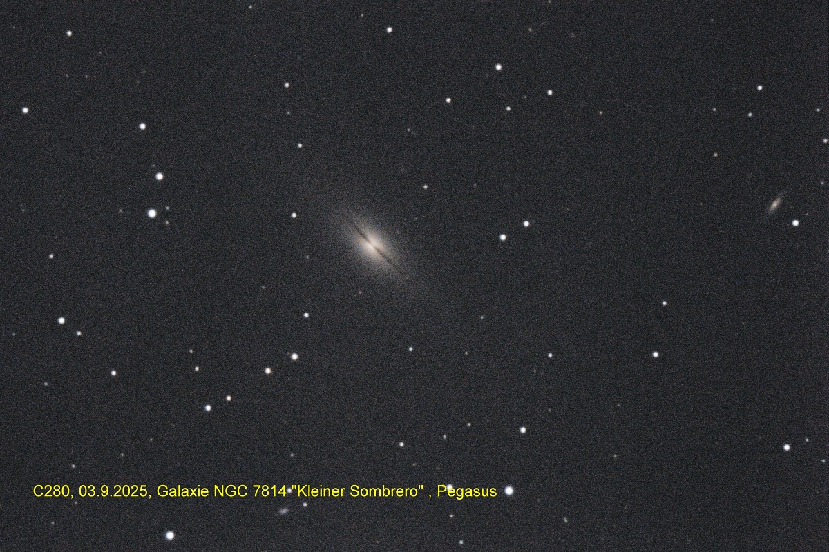 03.09.2025, NGC 7814 ("Kleiner Sombrero", Pegasus): Aufnahme und Bearbeitung: Wolfgang Richter
