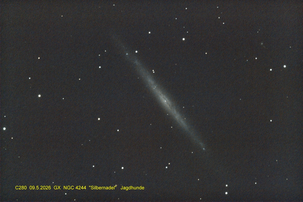 09.05.2026, NGC 4244 ("Silbernadel", Jagdhunde) Aufnahme und Bearbeitung: Wolfgang Ritscher