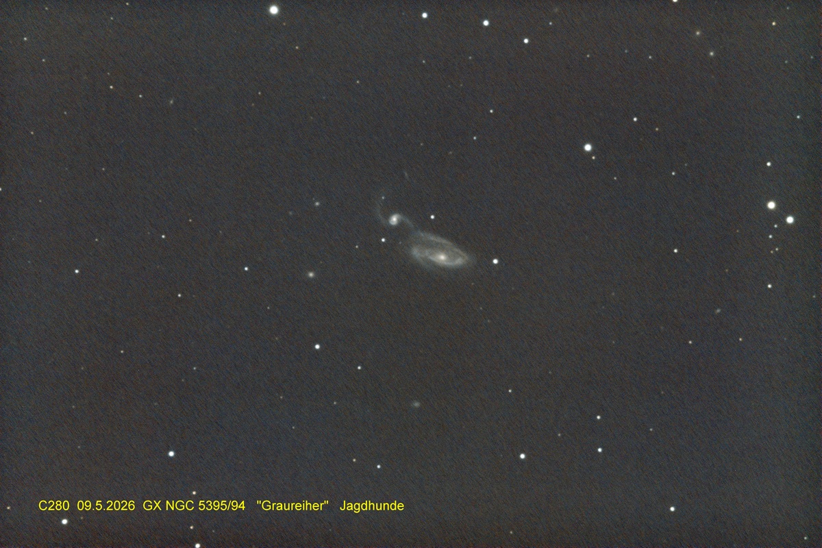 09.05.2026, NGC 5395/94 ("Graureiher", Jagdhunde) Aufnahme und Bearbeitung: Wolfgang Ritscher