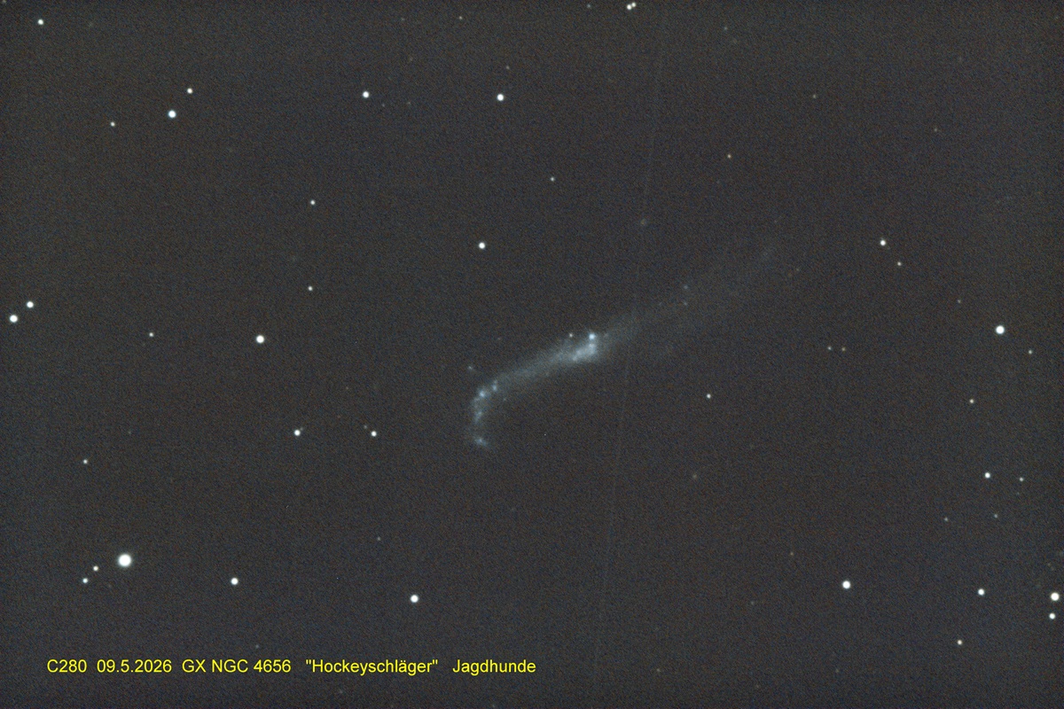 09.05.2026, NGC 4656 ("Hockeyschläger", Jagdhunde) Aufnahme und Bearbeitung: Wolfgang Ritscher